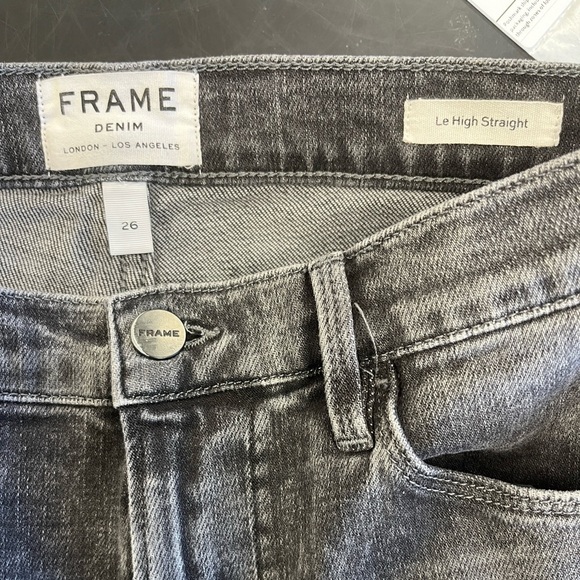 Frame Le High Straight Le Frayed Notch Hem Cropped Jeans sz 26 - Picture 16 of 16
